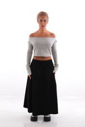 Heather Grey Cropped Long Sleeve Top