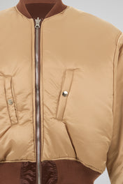 Chocolate Reversible Satin-Finish Bomber Jacket