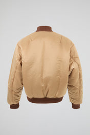 Chocolate Reversible Satin-Finish Bomber Jacket