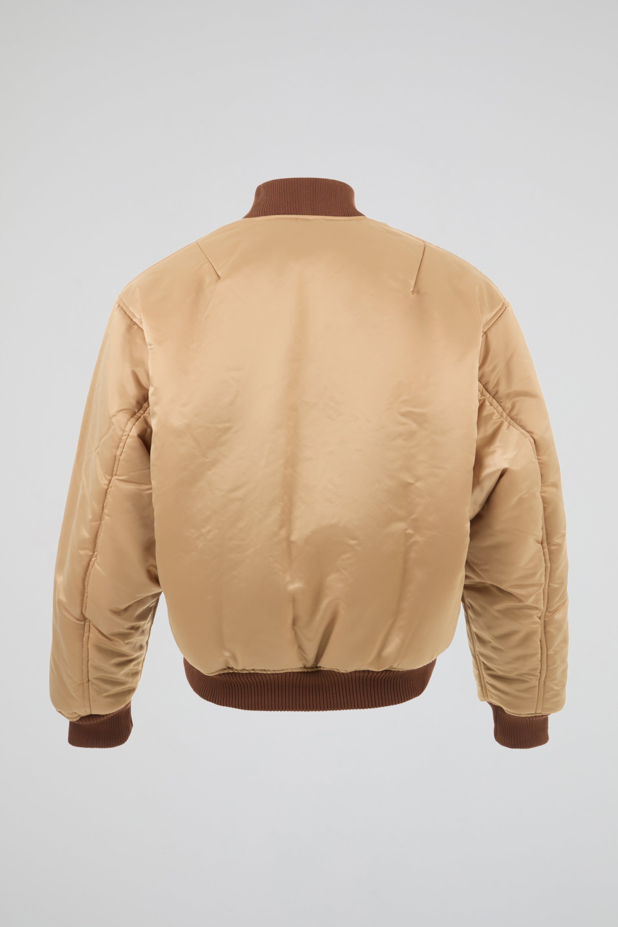 Chocolate Reversible Satin-Finish Bomber Jacket