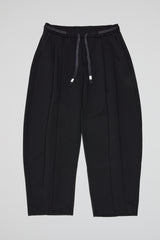 Pleated Drawstring Trousers Black