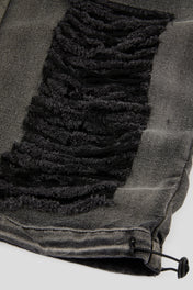Charcoal Distressed Strap Denim Trousers
