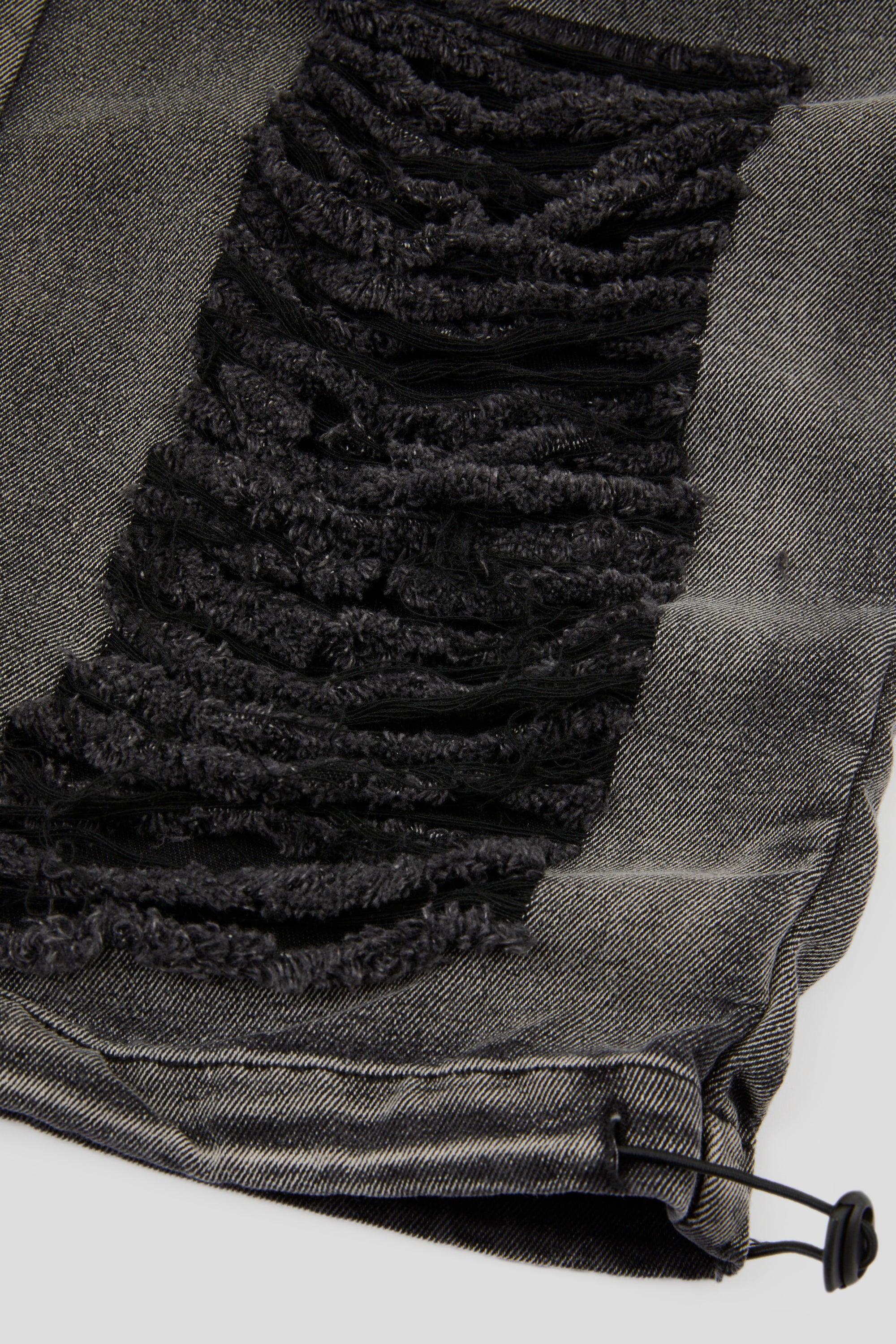 Charcoal Distressed Strap Denim Trousers