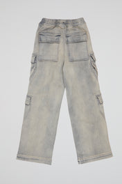 Washed Utility Zip Denim Cargos