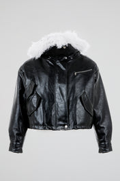 Reversible Fur Leather Cropped Jacket
