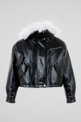 Reversible Fur Leather Cropped Jacket