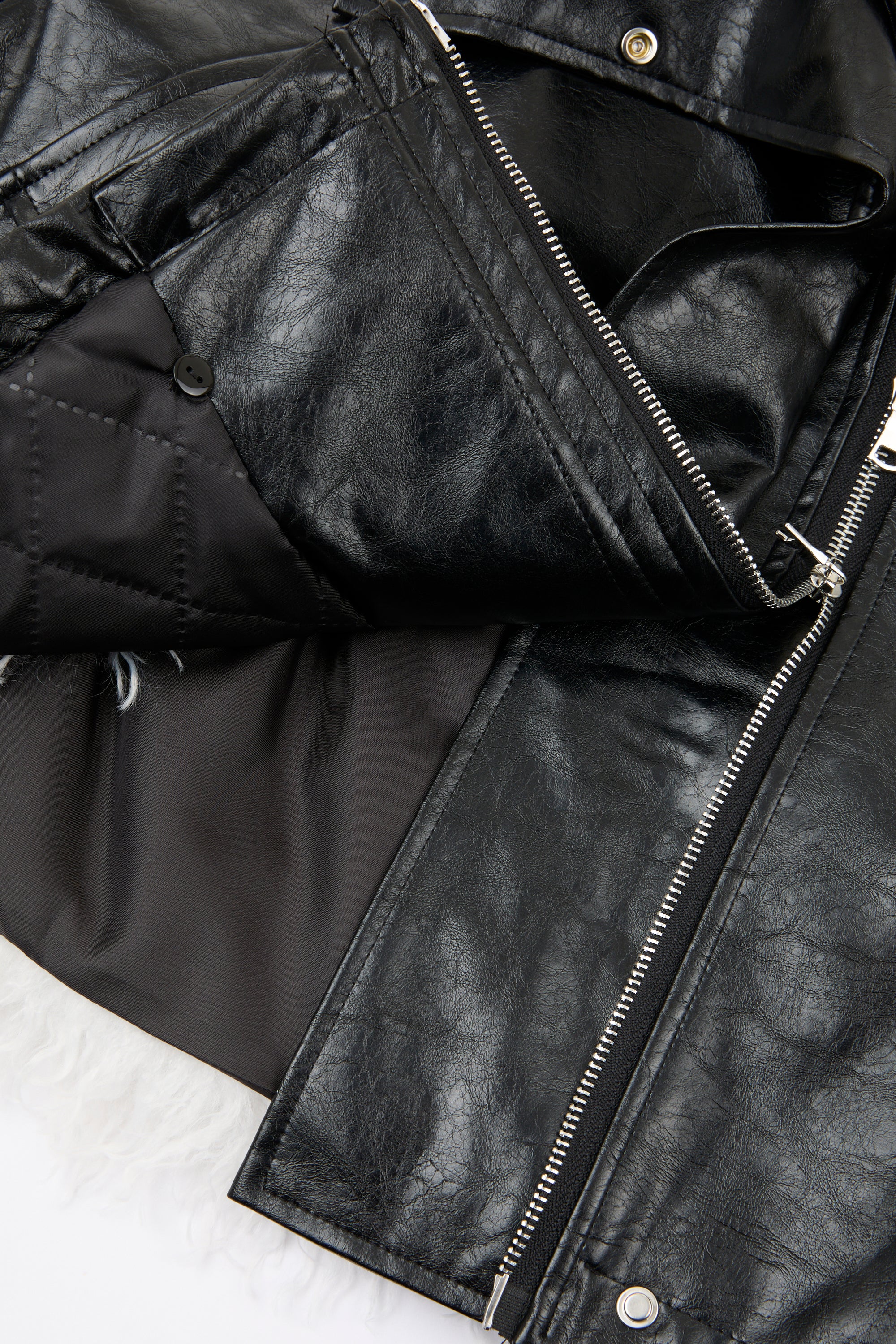 Reversible Fur Leather Cropped Jacket
