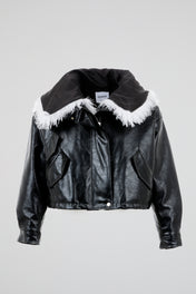 Reversible Fur Leather Cropped Jacket