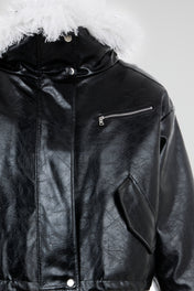 Reversible Fur Leather Cropped Jacket