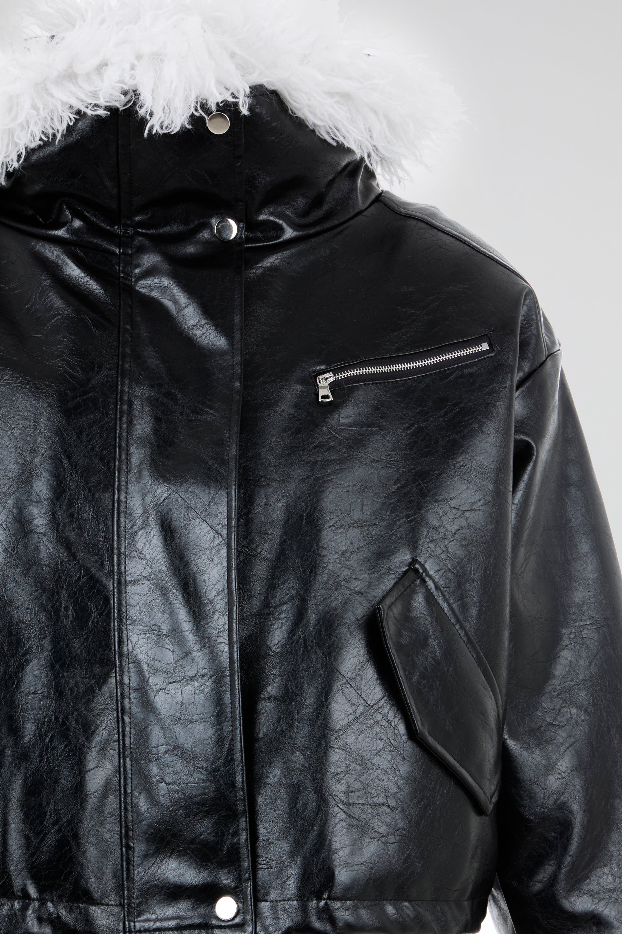 Reversible Fur Leather Cropped Jacket