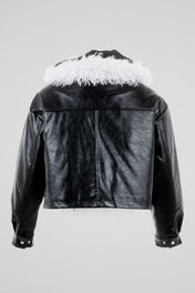 Reversible Fur Leather Cropped Jacket