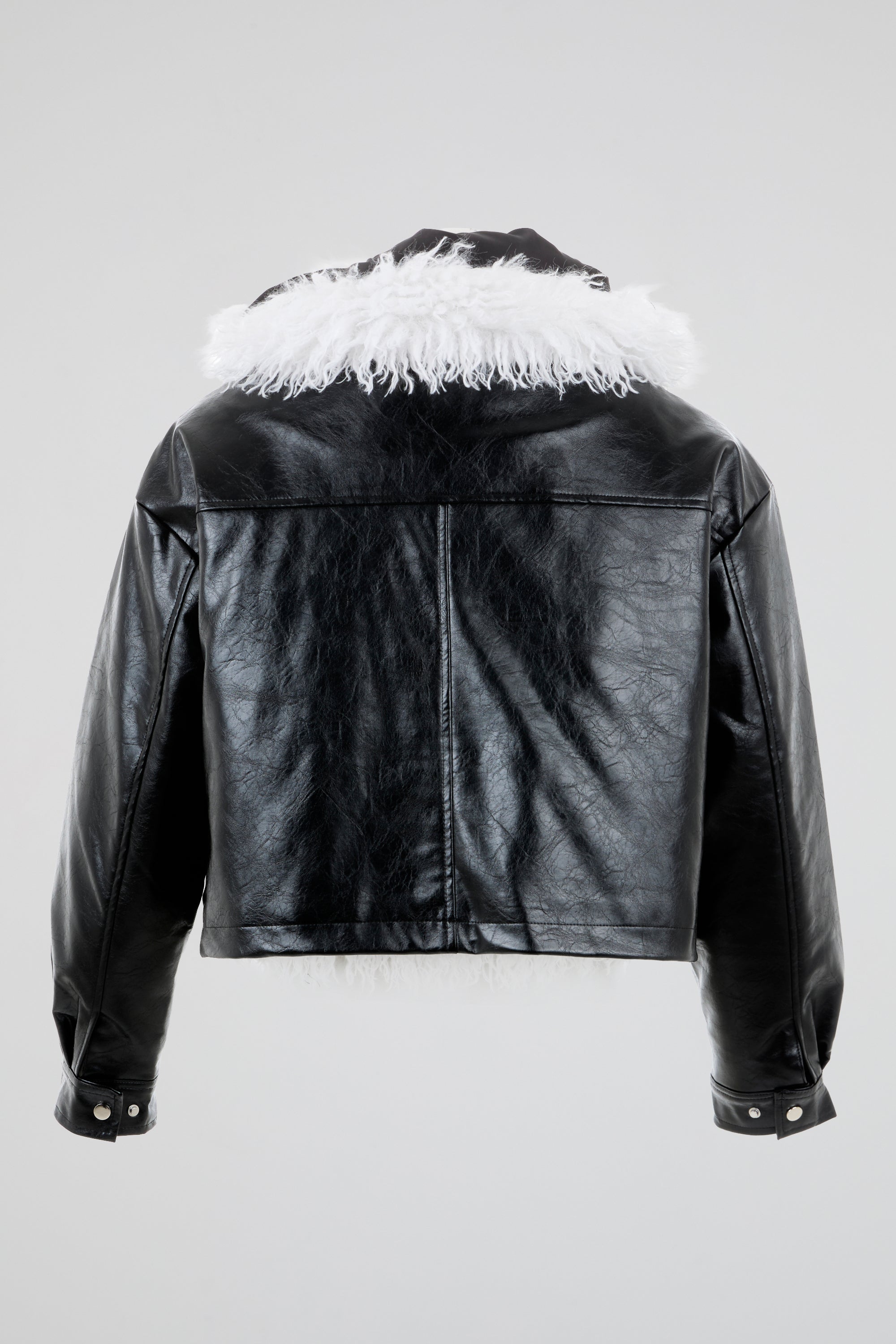 Reversible Fur Leather Cropped Jacket
