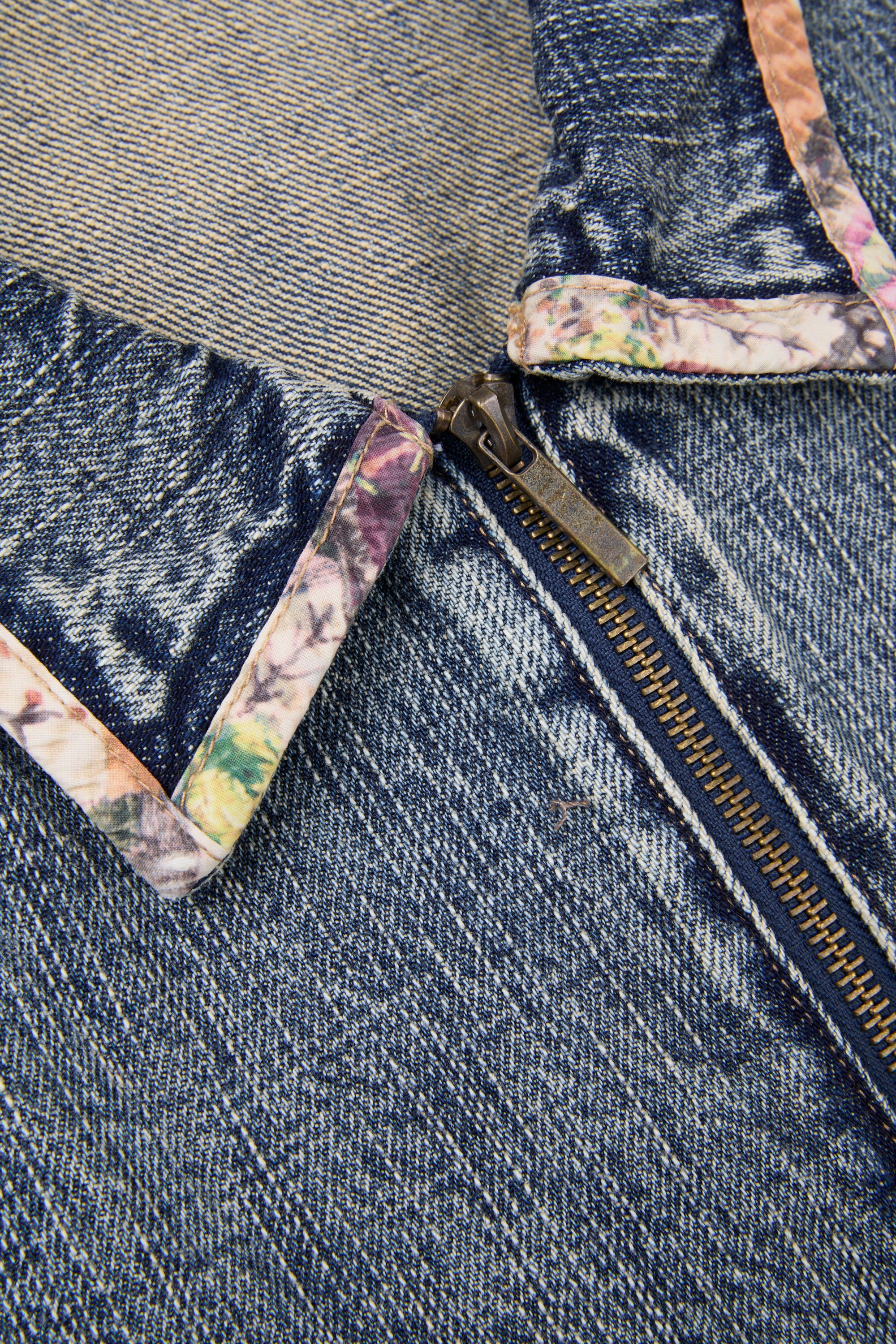 Grey Acid Denim Zip Jacket