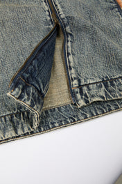 Grey Acid Denim Zip Jacket