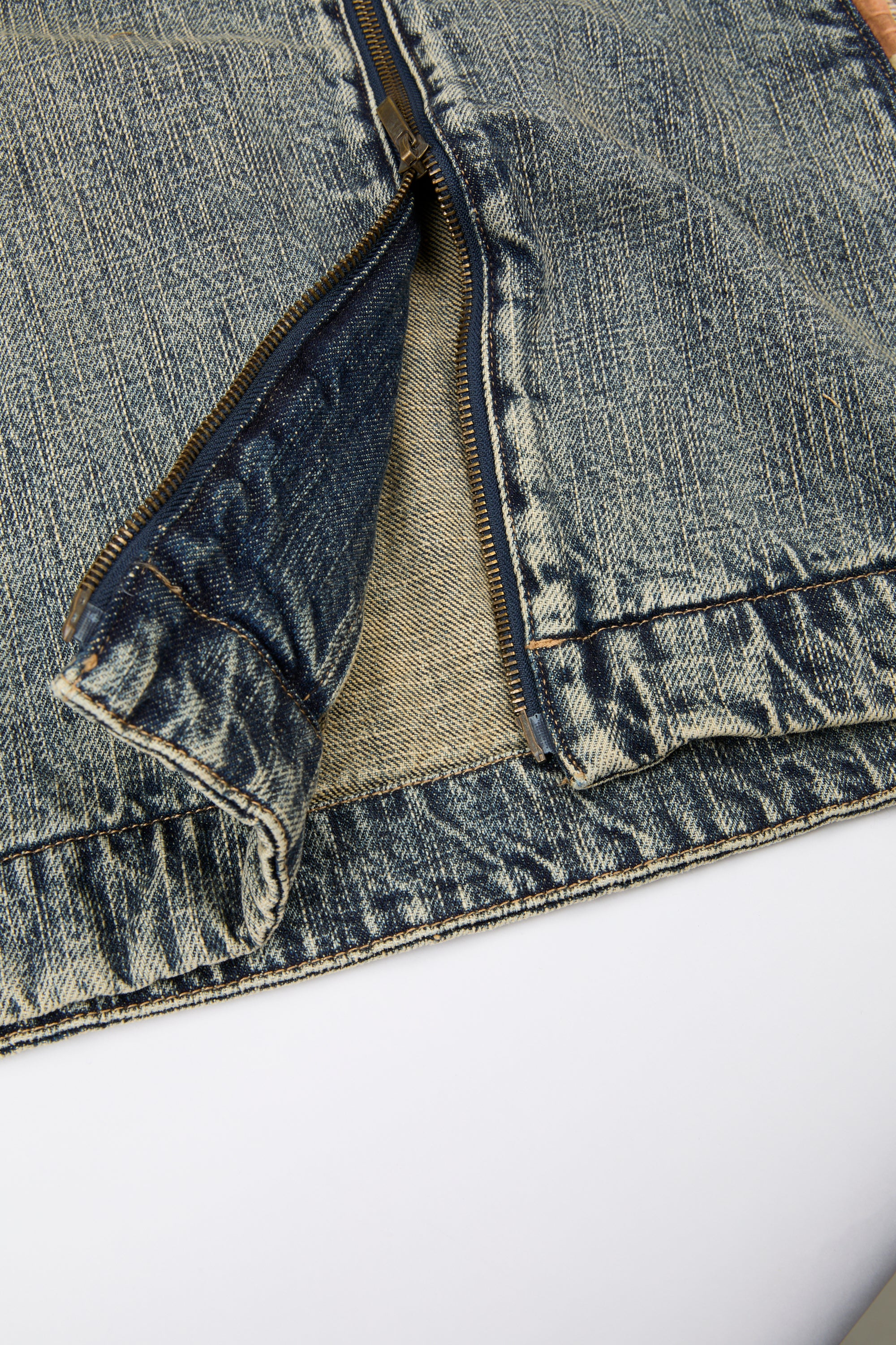 Grey Acid Denim Zip Jacket