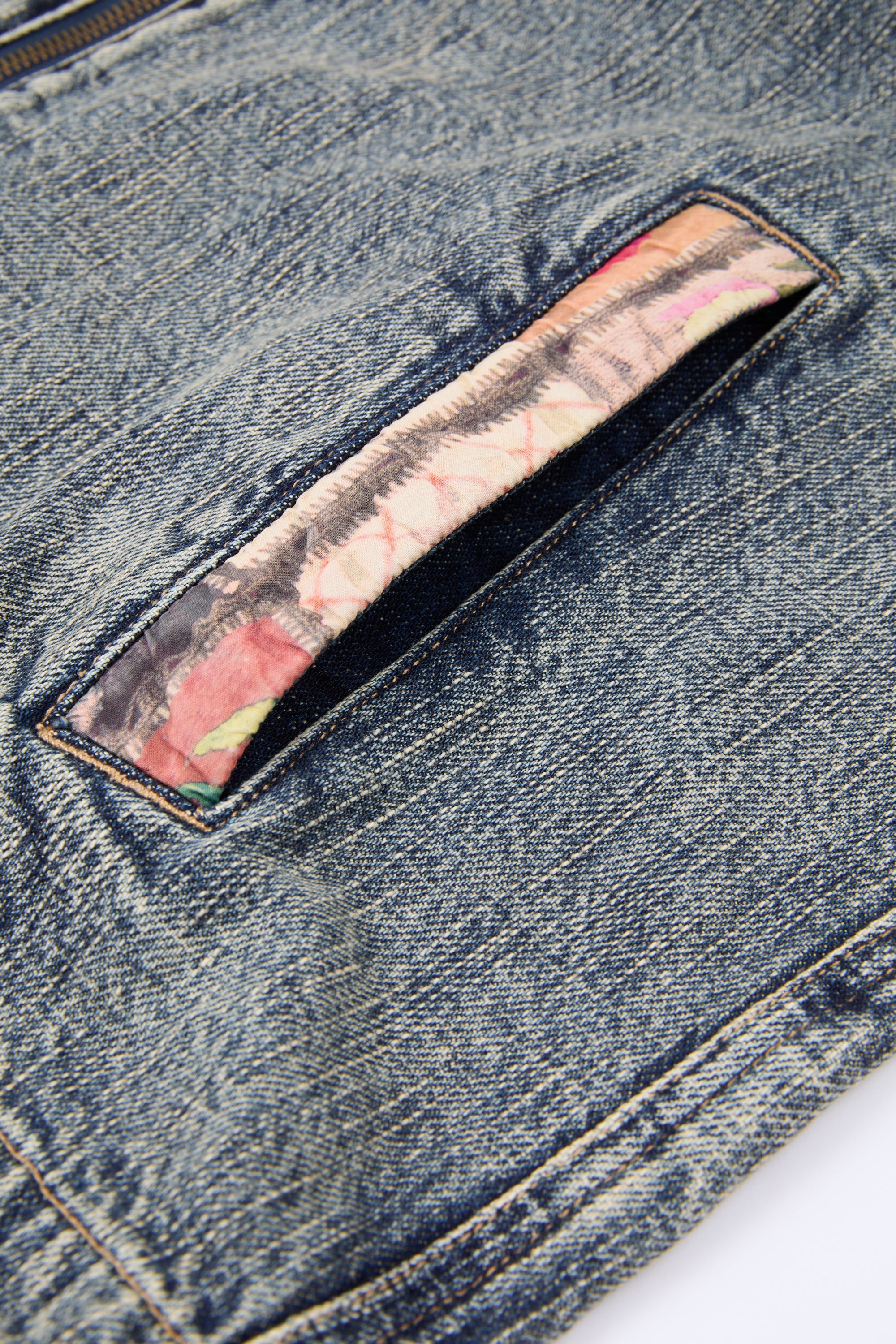 Grey Acid Denim Zip Jacket