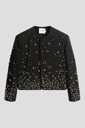 Graduated Pearl Beaded Cropped Jacket