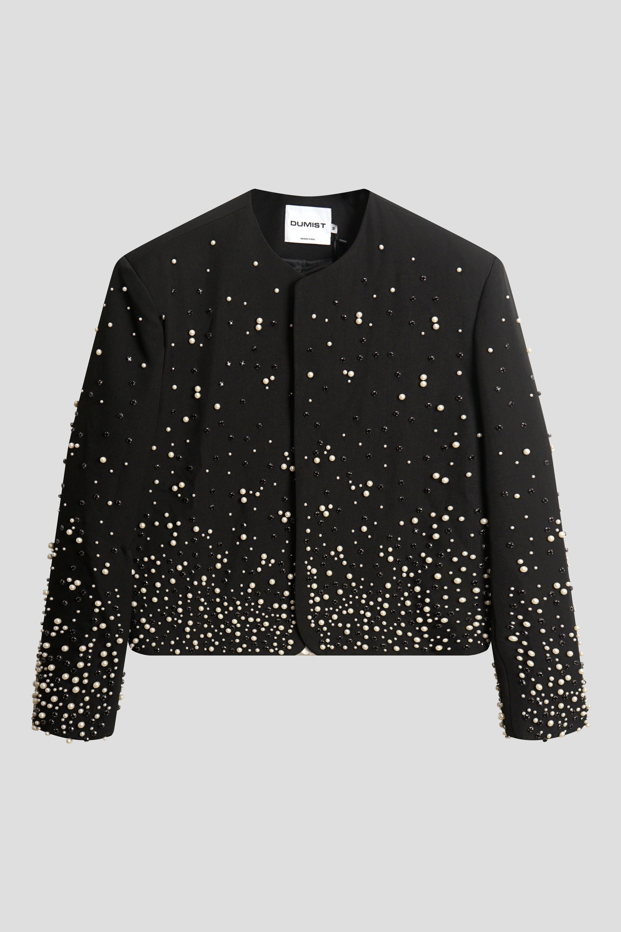Graduated Pearl Beaded Cropped Jacket