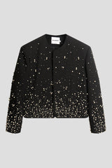 Graduated Pearl Beaded Cropped Jacket