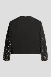 Graduated Pearl Beaded Cropped Jacket