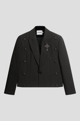 Jewelled Cross Double Breasted Blazer