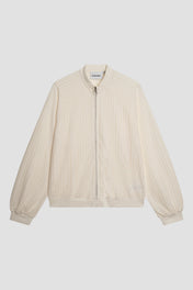 Perforated Open Knit Bomber Jacket