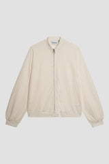 Perforated Open Knit Bomber Jacket