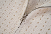 Perforated Open Knit Bomber Jacket