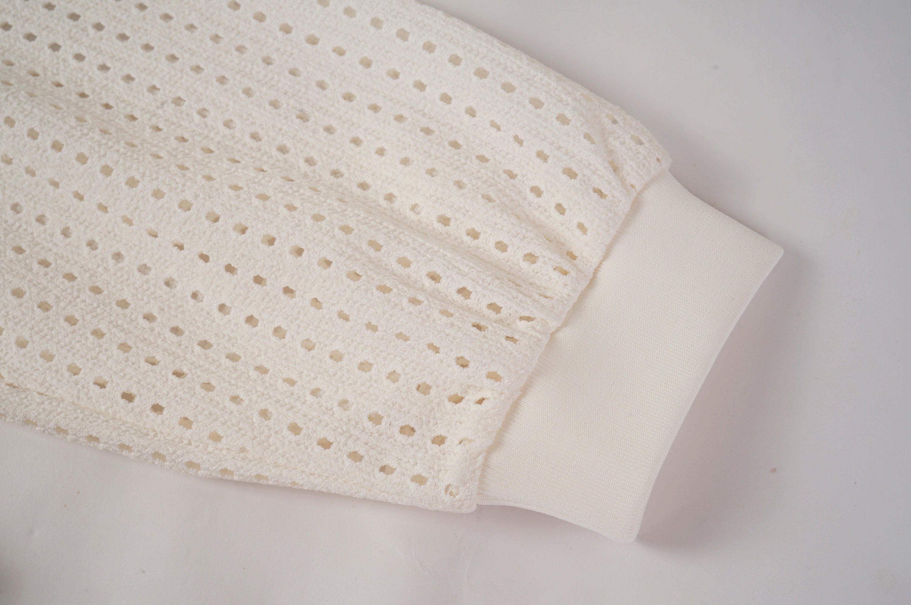 Perforated Open Knit Bomber Jacket