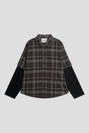 Layered Sleeve Brushed Check Overshirt