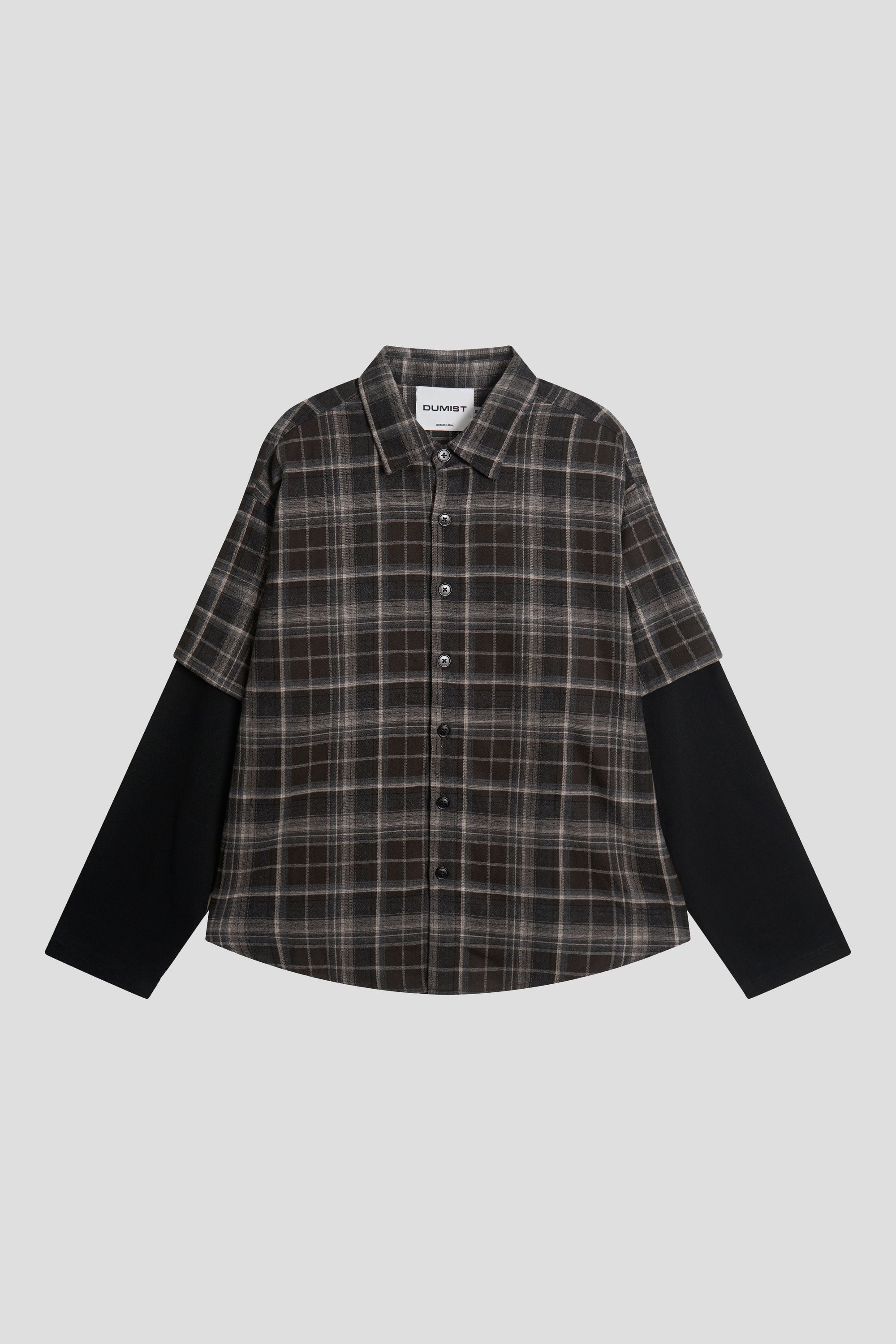 Layered Sleeve Brushed Check Overshirt
