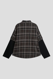 Layered Sleeve Brushed Check Overshirt