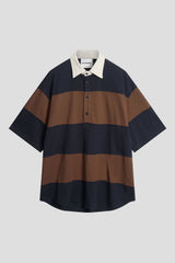Block Stripe Contrast Collar Polo