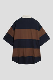 Block Stripe Contrast Collar Polo