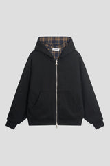 Reversible Check Lined Zip Hoodie