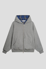 Reversible Check Lined Zip Hoodie