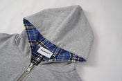 Reversible Check Lined Zip Hoodie