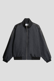 Leather Look Stripe Bomber Jacket