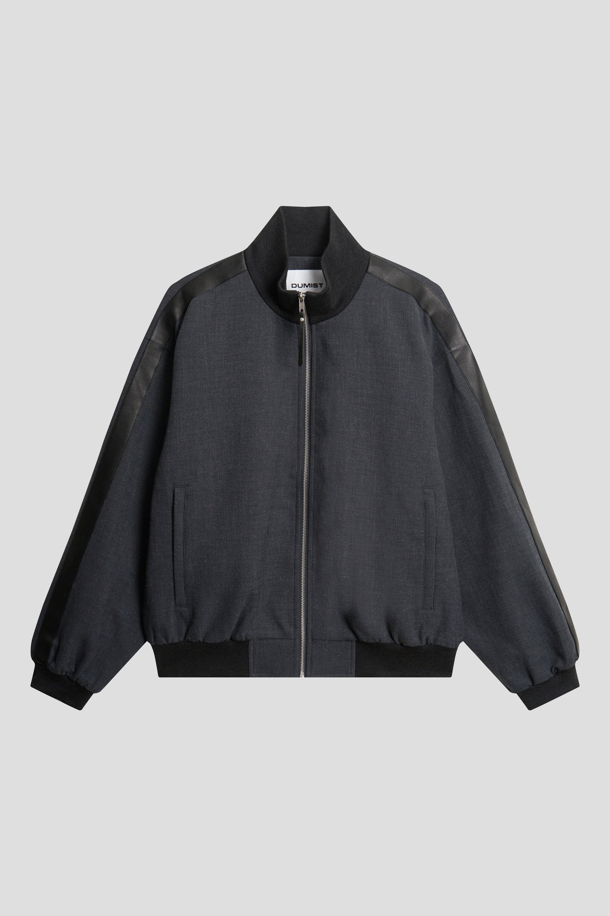 Leather Look Stripe Bomber Jacket