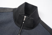 Leather Look Stripe Bomber Jacket