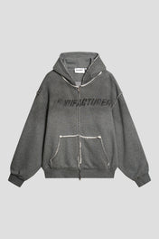 Washed Manufacturer Raw Seam Zip Hoodie
