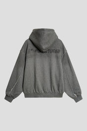 Washed Manufacturer Raw Seam Zip Hoodie