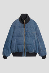 Quilted Panel Padded Denim Bomber