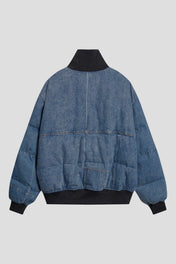 Quilted Panel Padded Denim Bomber