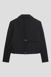 Studded Shoulder Cropped Tailored Blazer