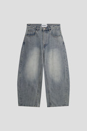 Stone Wash Barrel Leg Jeans