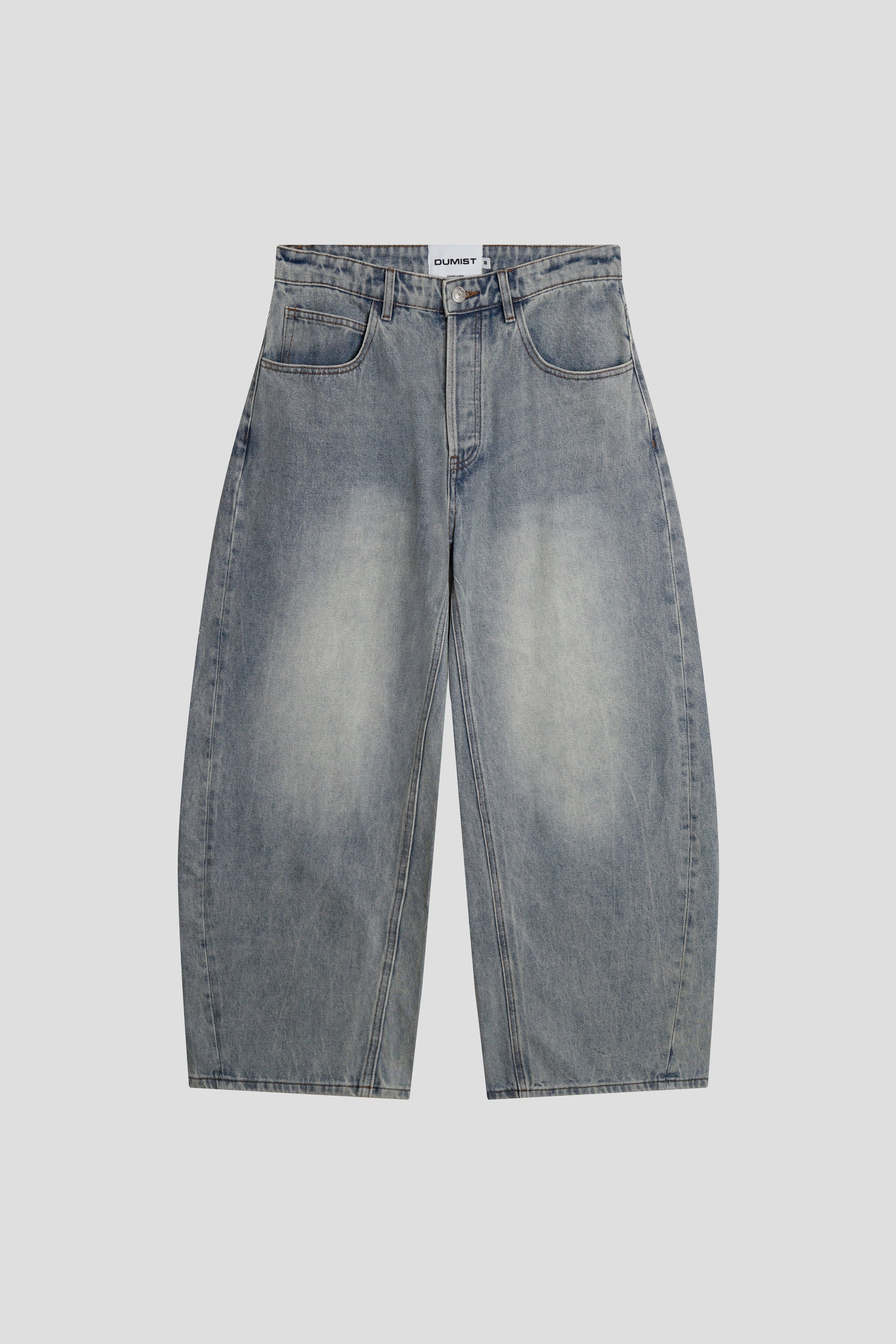 Stone Wash Barrel Leg Jeans