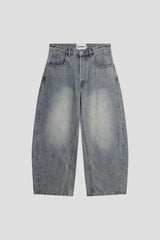 Stone Wash Barrel Leg Jeans