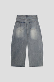 Stone Wash Barrel Leg Jeans
