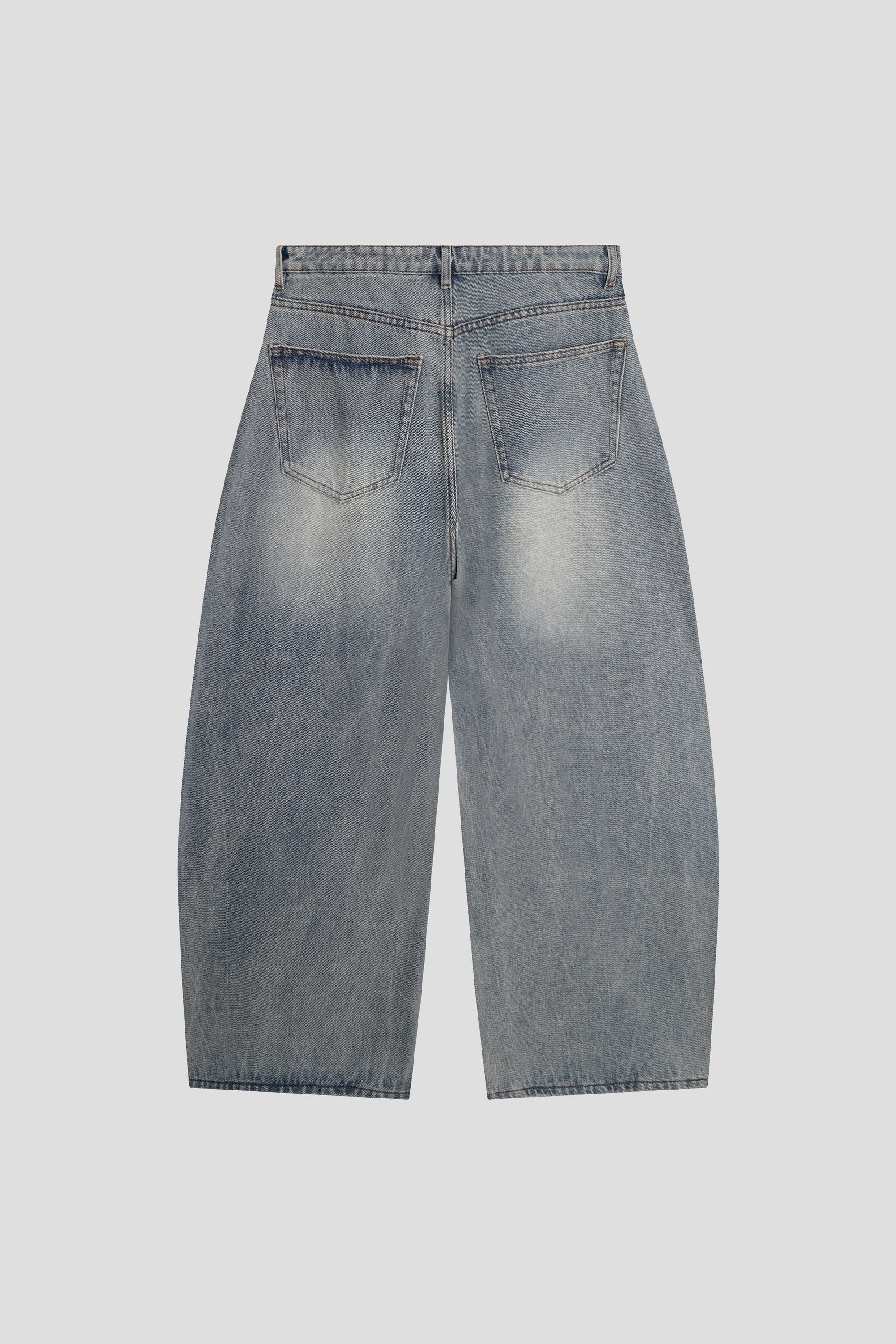 Stone Wash Barrel Leg Jeans